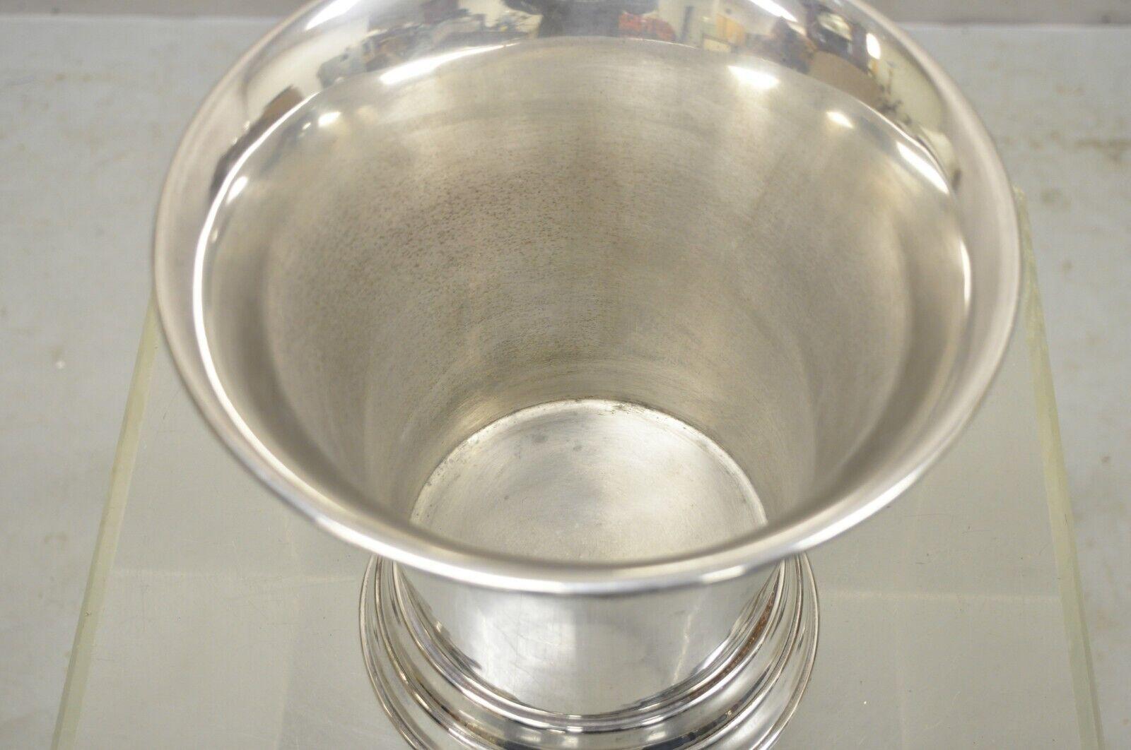 Vtg Silver Plated Modern Fluted Regency Style Champagne Chiller Wine Ice Bucket For Sale 7
