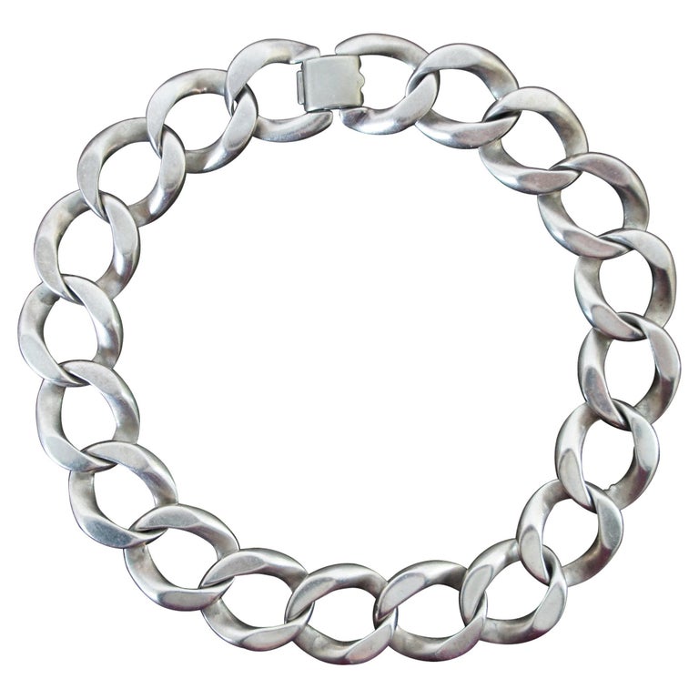 Vtg Sterling Silver 925 Thick Curb Link Chain Collar Choker Necklace