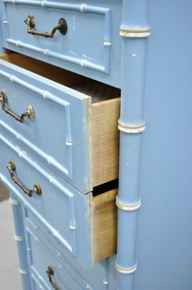 Thomasville Allegro Faux Bamboo 7 Drawer Blue Painted Tall Lingerie Chest  at 1stDibs | thomasville lingerie chest, blue tall dresser, thomasville 7  drawer dresser