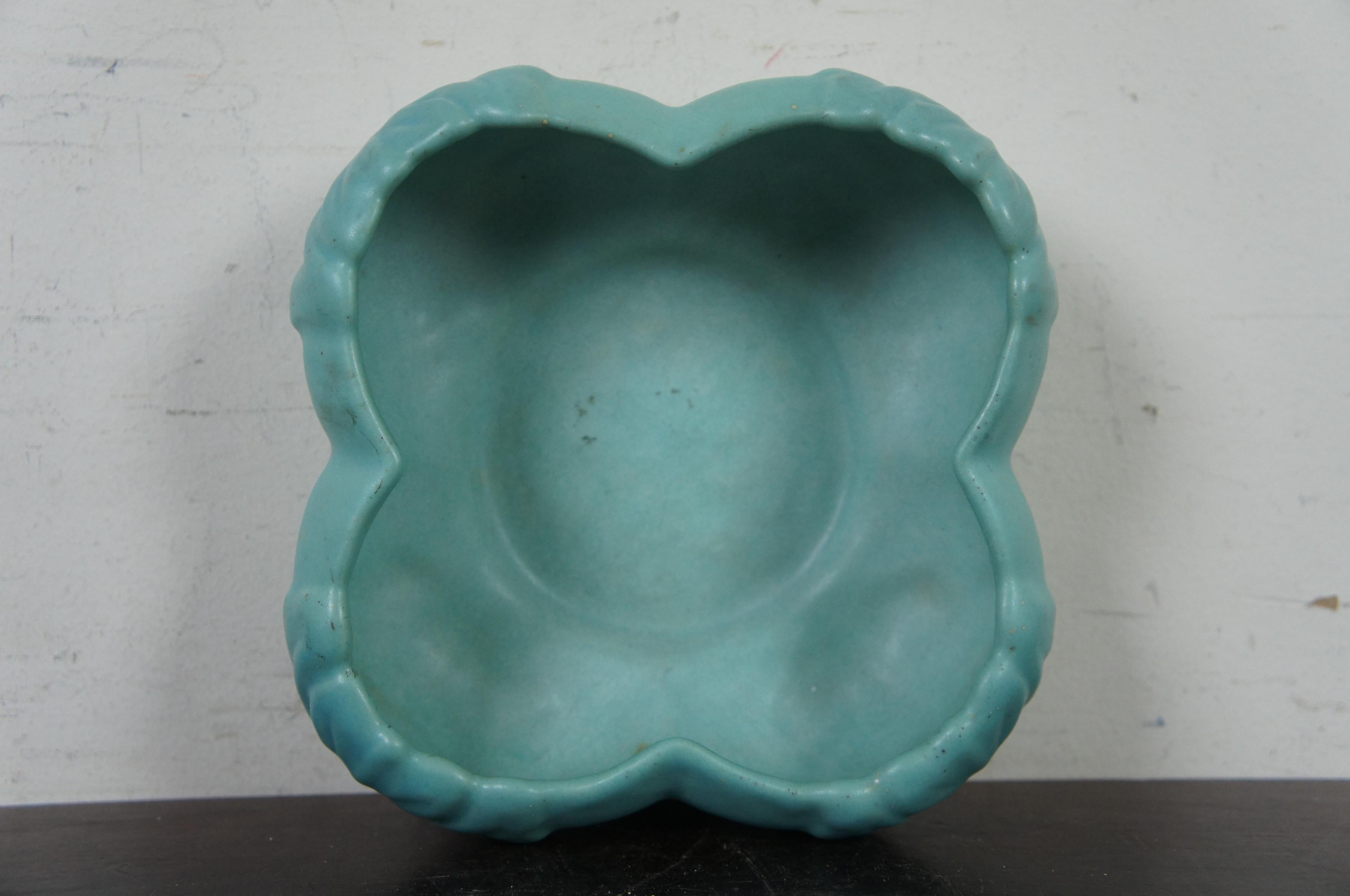 Art Deco Vintage Van Briggle Pottery Turquoise Blue Flower Trinket Candy Dish