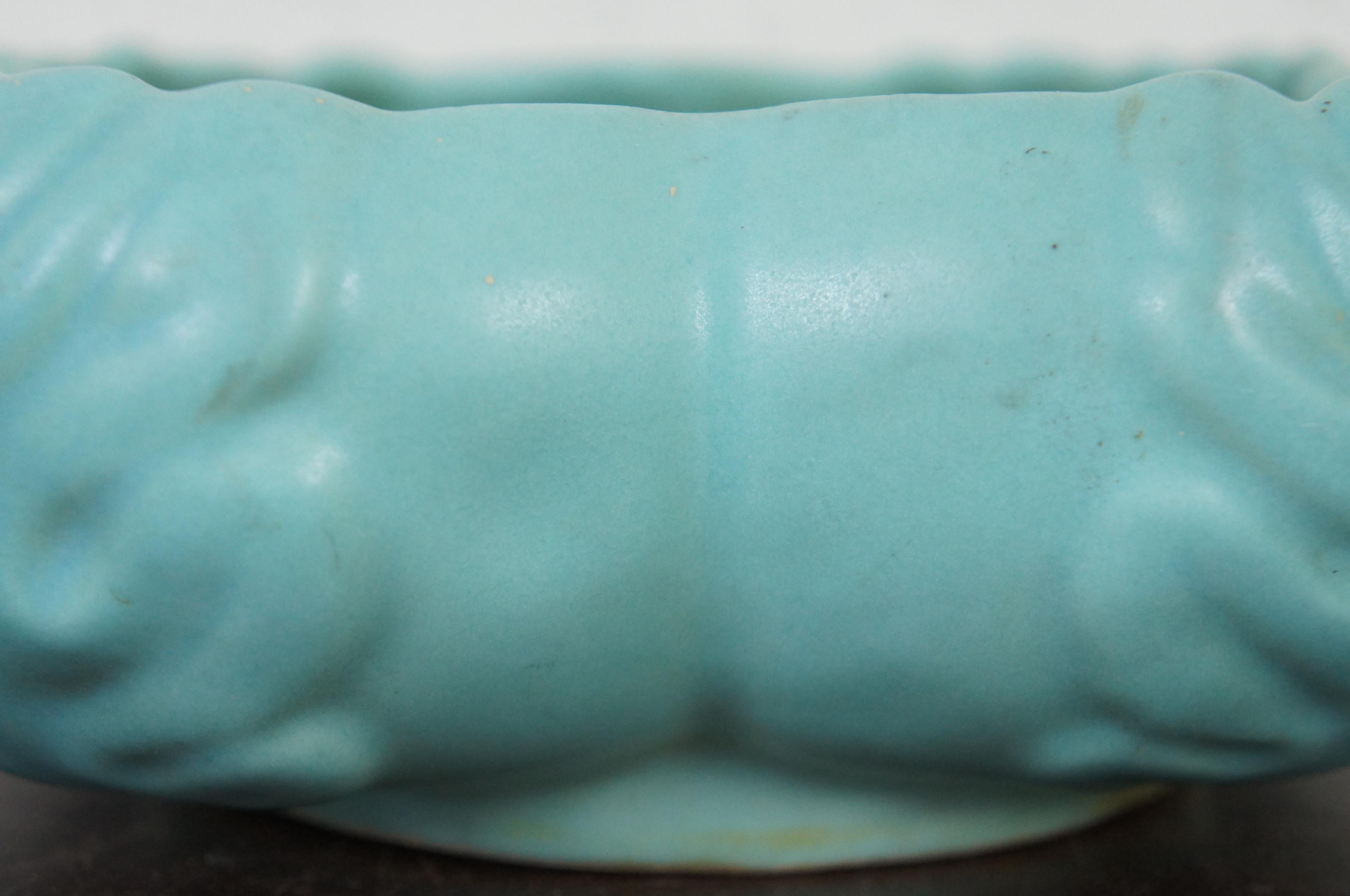 Vintage Van Briggle Pottery Turquoise Blue Flower Trinket Candy Dish 2