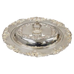 Vintage Vtg Victorian Style Grapevine & Grape Cluster Silver Plated Serving Platter Dish