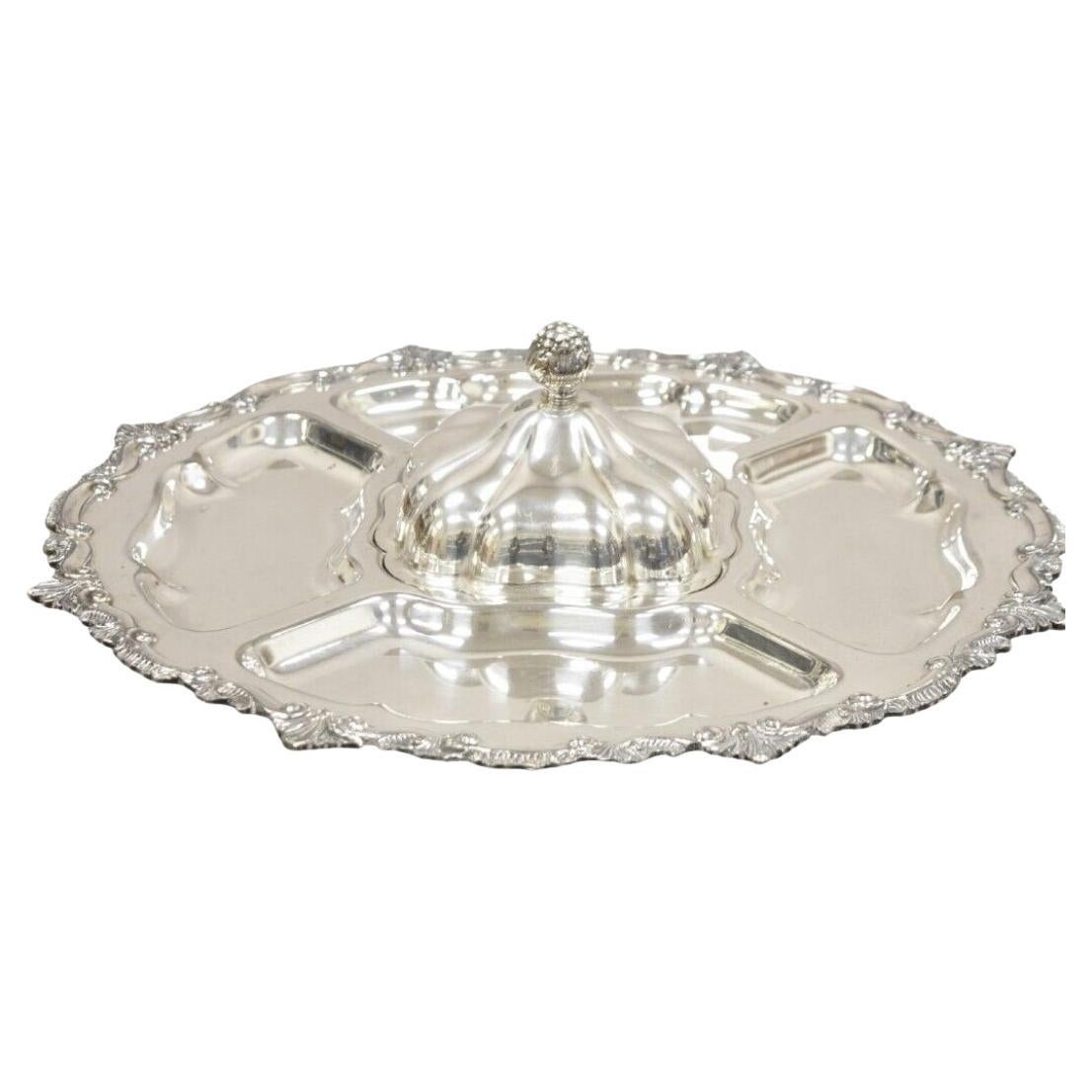 Vtg Victorian Style Silver Plated English Revolving Vegetable Serving Platter