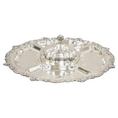 Vtg Victorian Style Silver Plated English Revolving Vegetable Serving Platter