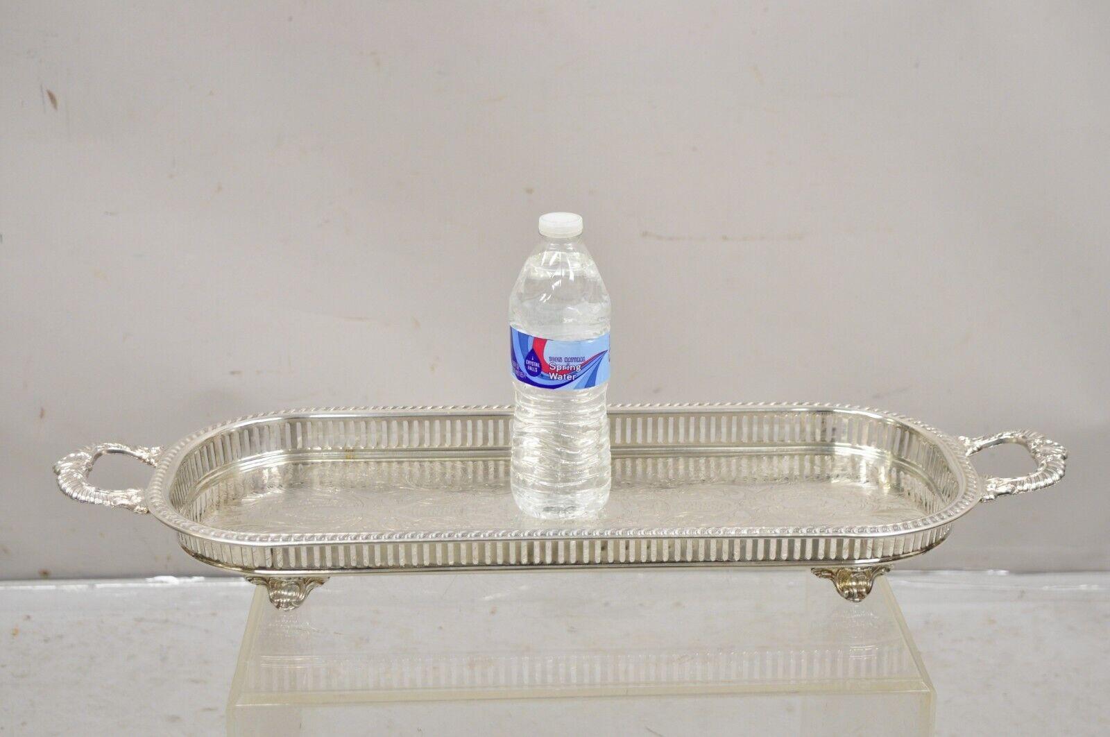 Vtg Victorian Style Silver Plated Narrow Oval Serving Platter Tray by Regency For Sale 6