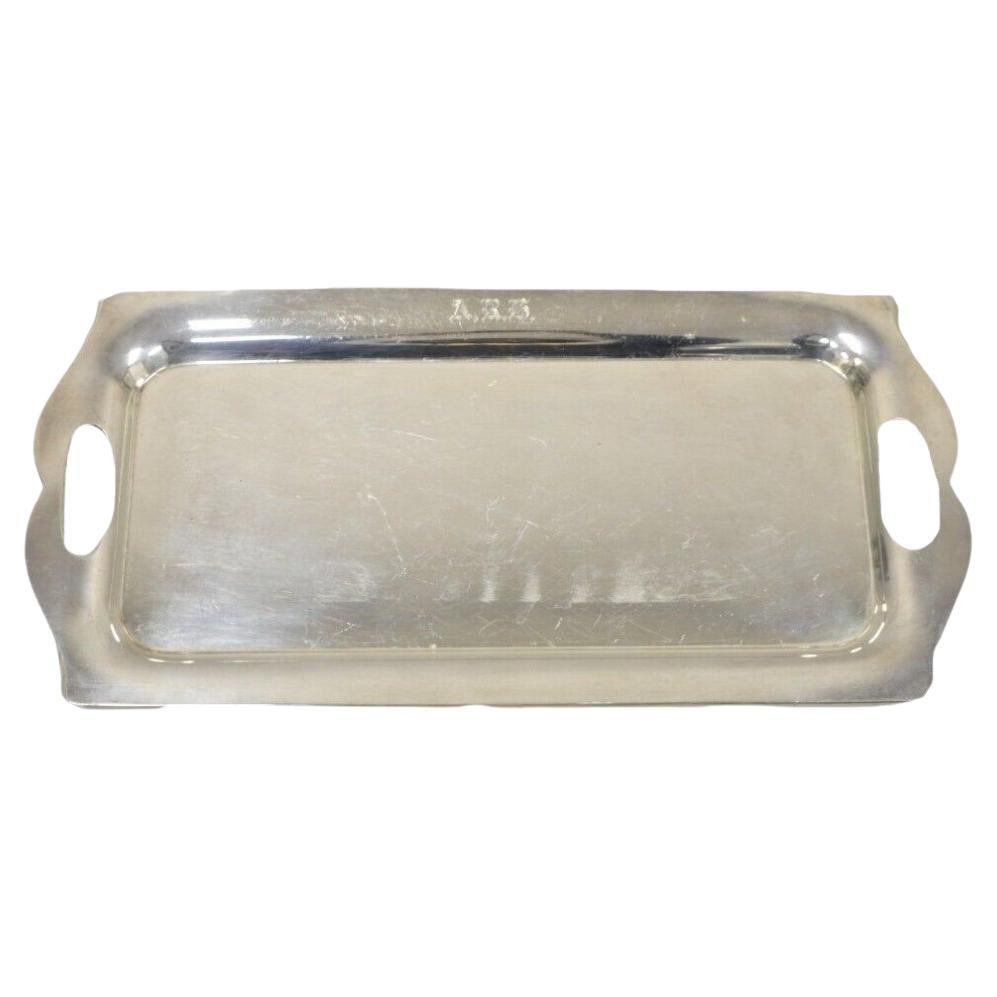 Vtg Wallace "Alden" Silver Plated Small Modern Trinket Dish Tray "ARH" Monogram For Sale