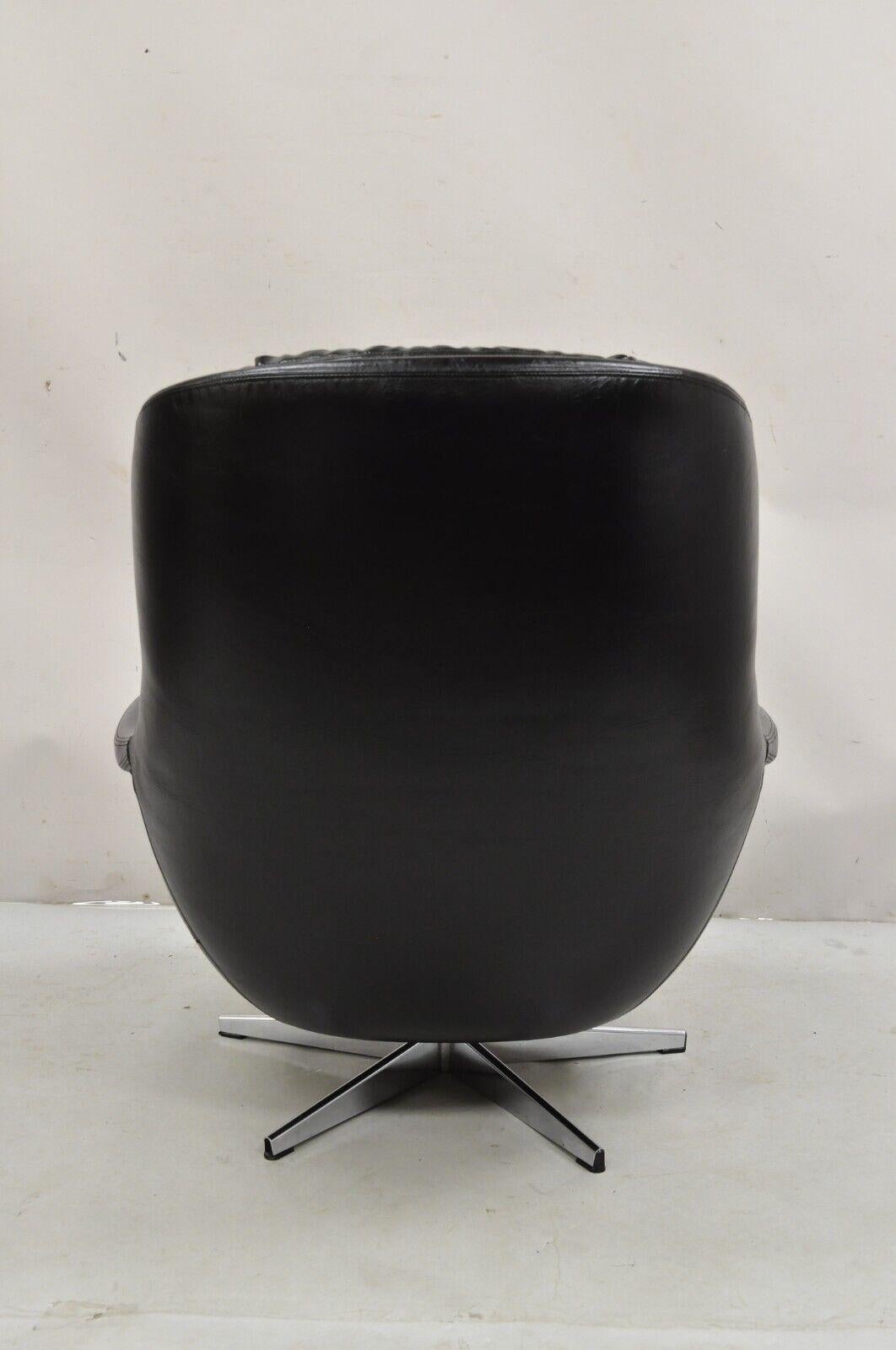 Vtg W&J Sloane Black Mid Century Modern Selig Overman Style Swivel Lounge Chair For Sale 4