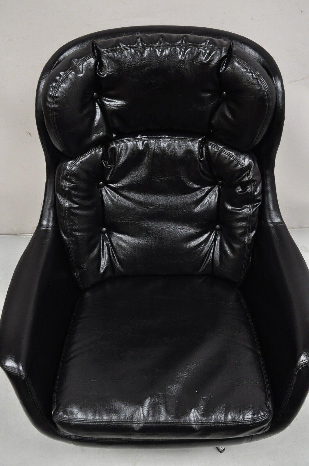 Mid-Century Modern Vtg W&J Sloane Black Mid Century Modern Selig Overman Style Swivel Lounge Chair For Sale