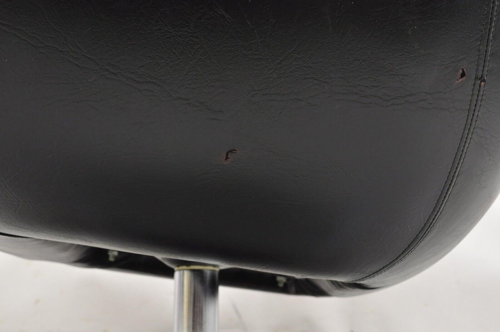 Vtg W&J Sloane Black Mid Century Modern Selig Overman Style Swivel Lounge Chair For Sale 1
