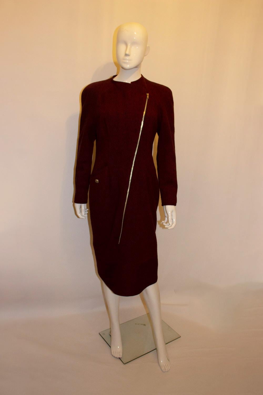 Vtntage Pallant London Red and Black Wool Coat Dress For Sale 2