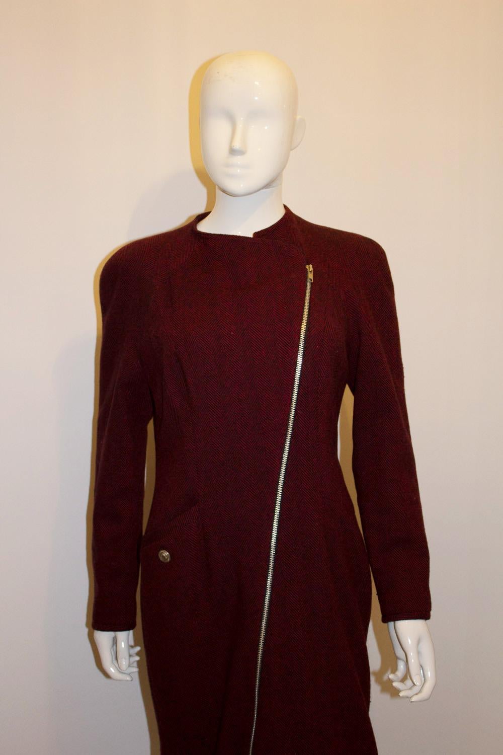 Vtntage Pallant London Red and Black Wool Coat Dress For Sale 3