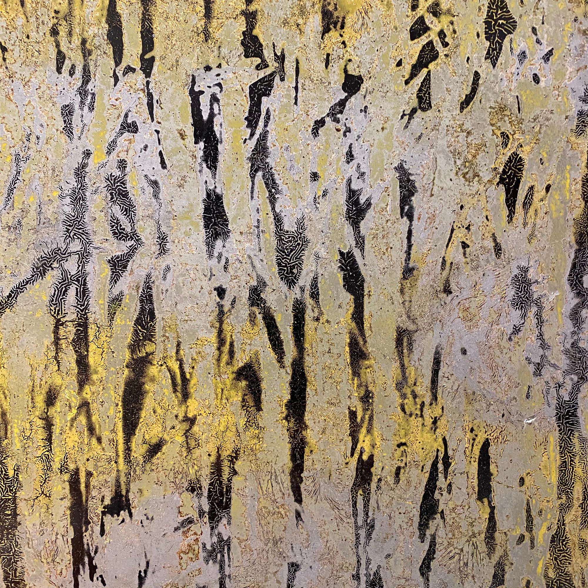 'Land of Memory' Lacquer on Wood Abstract Landscape Painting 1