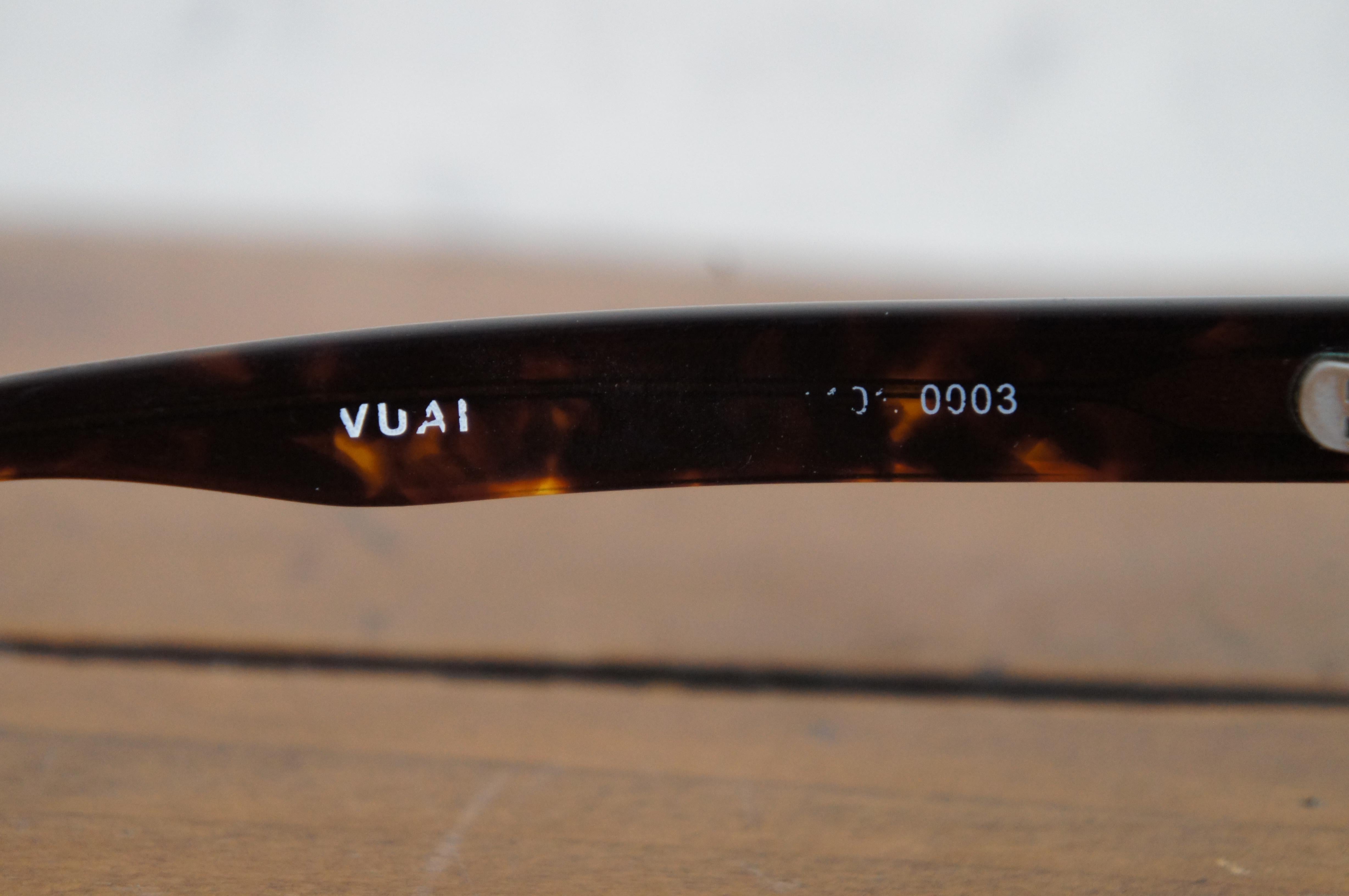 Leather Vuarnet France Handmade Aviator Brown Tortoise Style Sunglasses Case Saks Fifth For Sale