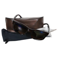 Retro Vuarnet France Handmade Aviator Brown Tortoise Style Sunglasses Case Saks Fifth