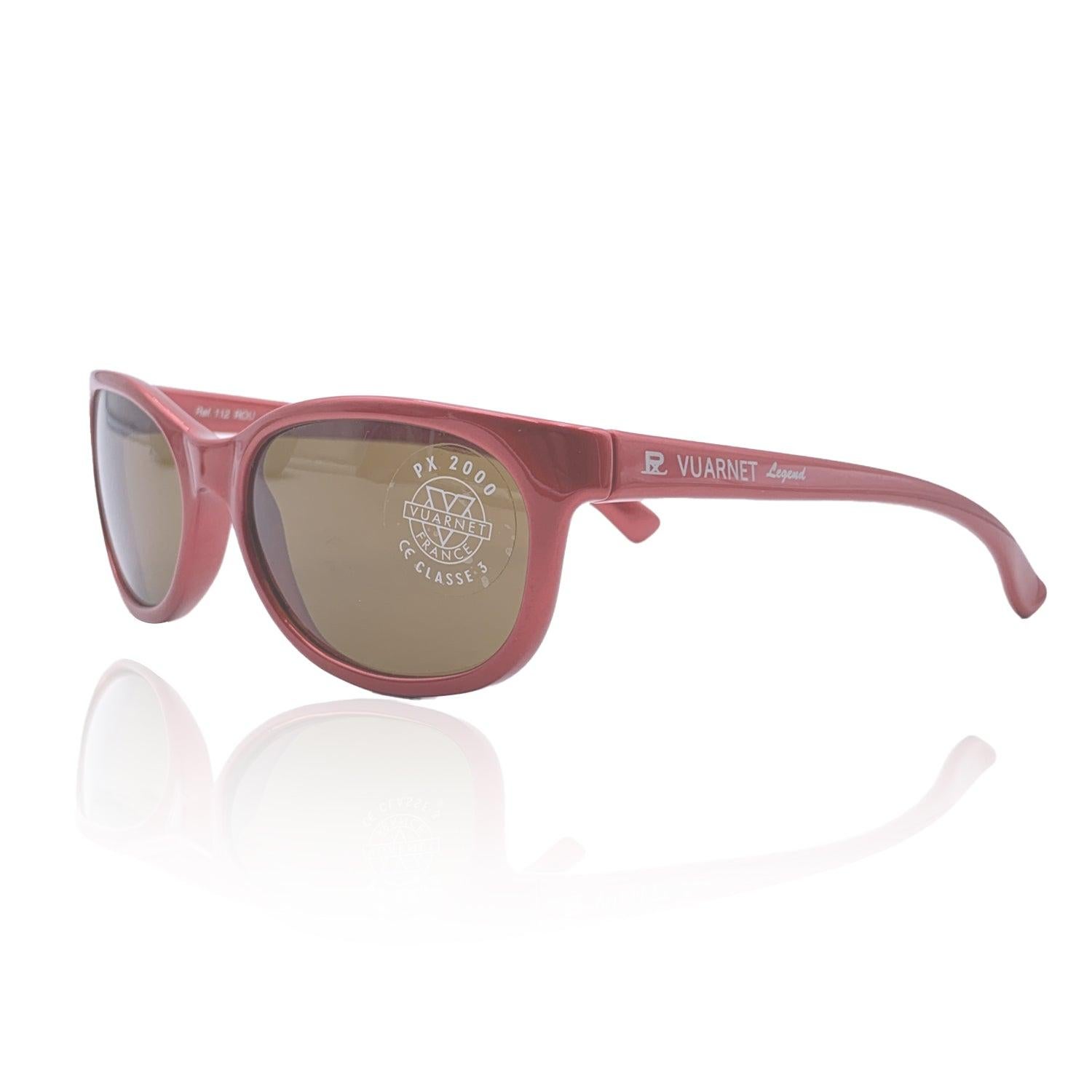 Vuarnet Legend Vintage Sunglasses, Model 112. Oval red plastic frame with PX 2000 mineral lenses in brown color. Made in France Condition A+ - MINT NEW OLD STOCK - Never worn or used Details MATERIAL: Plastic COLOR: Red MODEL: 112 GENDER: Unisex
