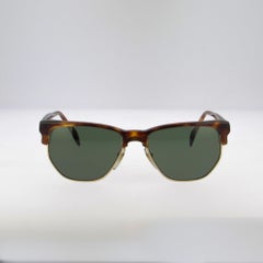 Vuarnet 1990s Vintage Amber-Havana Acetate Clubmaster Sunglasses