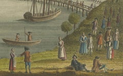 Vue de Bayonne du Côté du Port – Hand-Colored Optical Print by Basset, c.1790