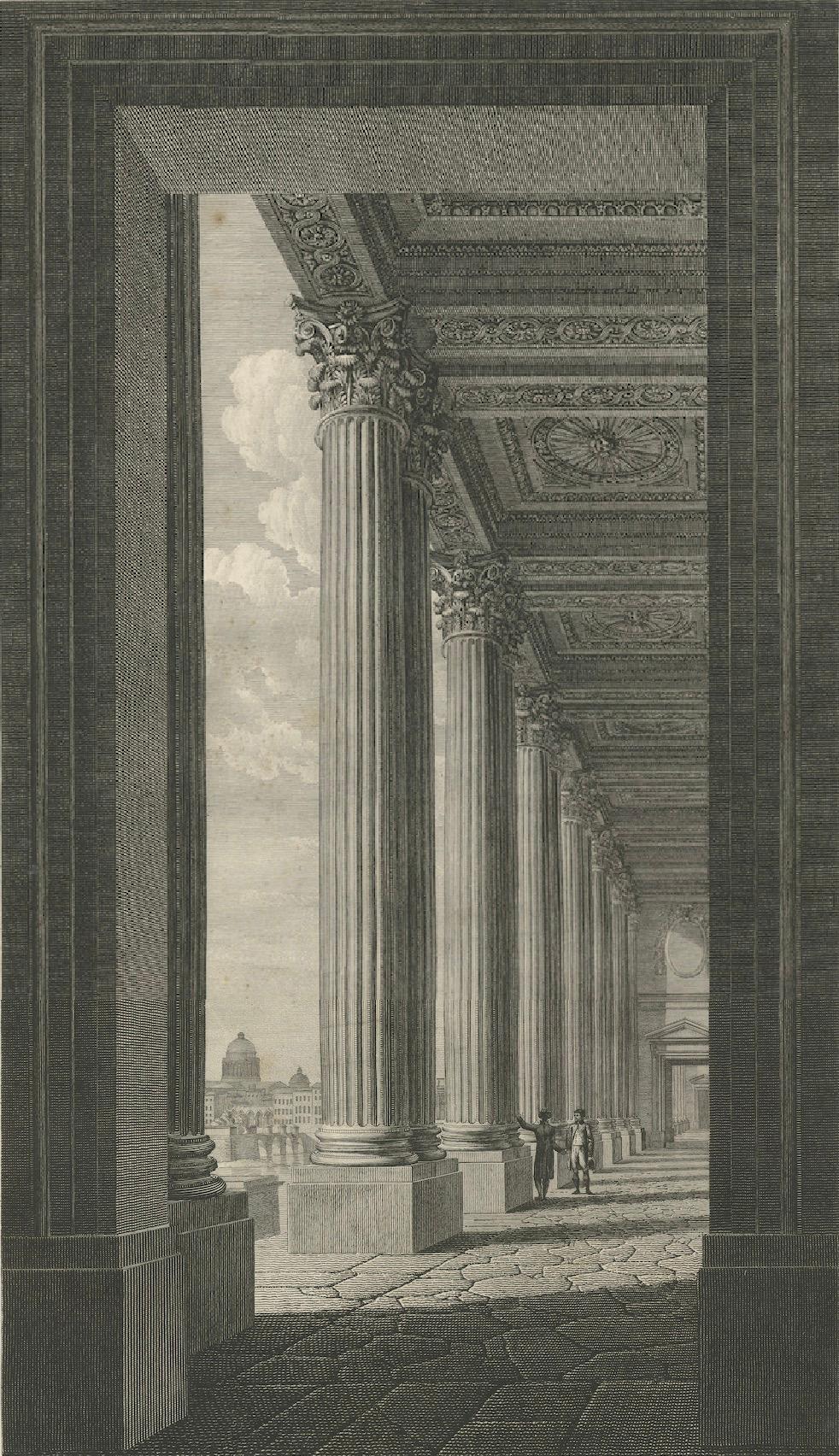 Vue de la Colonnade du Louvre - Architekturstich von Baltard, um 1800 (Französisch) im Angebot