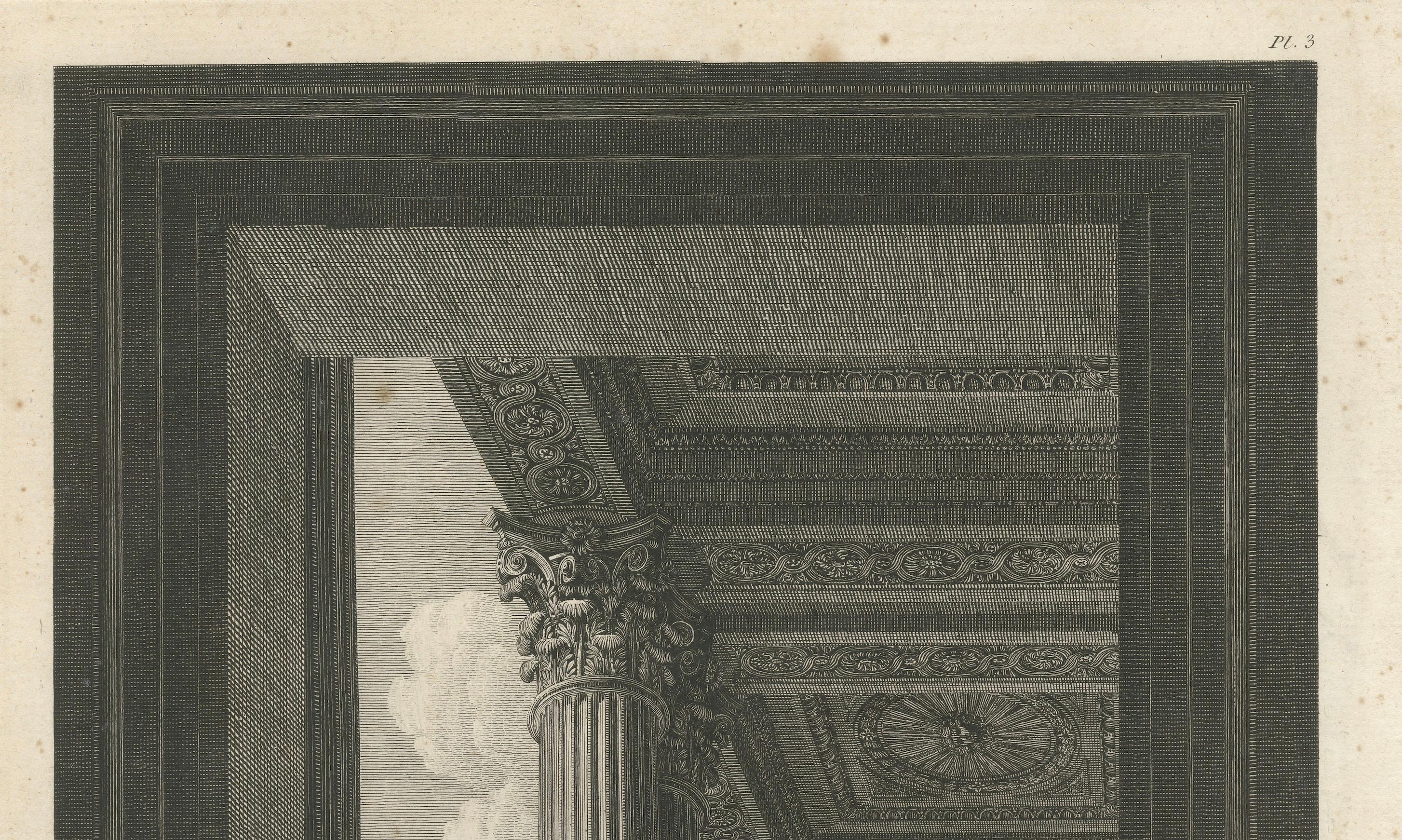 Vue de la Colonnade du Louvre - Architekturstich von Baltard, um 1800 im Zustand „Relativ gut“ im Angebot in Langweer, NL