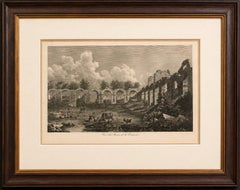 Vue des ruines de la Vénerie – Gravure sur cuivre représentant des ruines architecturales, 1803