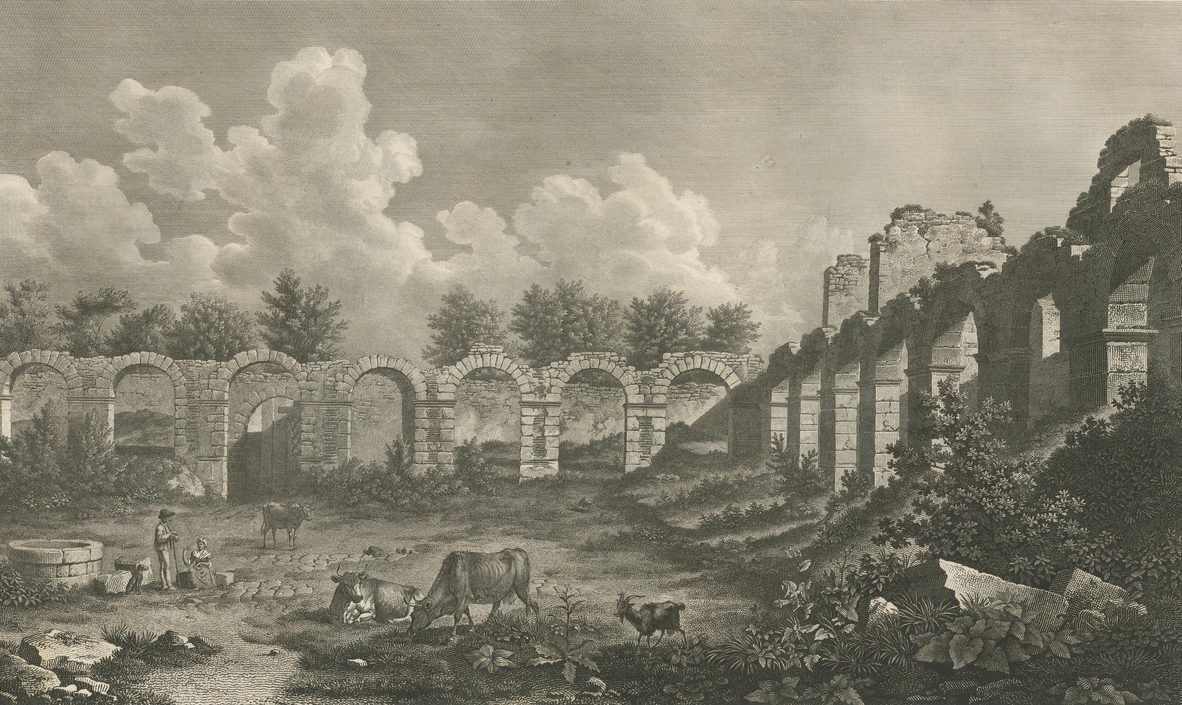 Vue des Ruines de la Vénerie – Architectural Ruins Copperplate Engraving, 1803