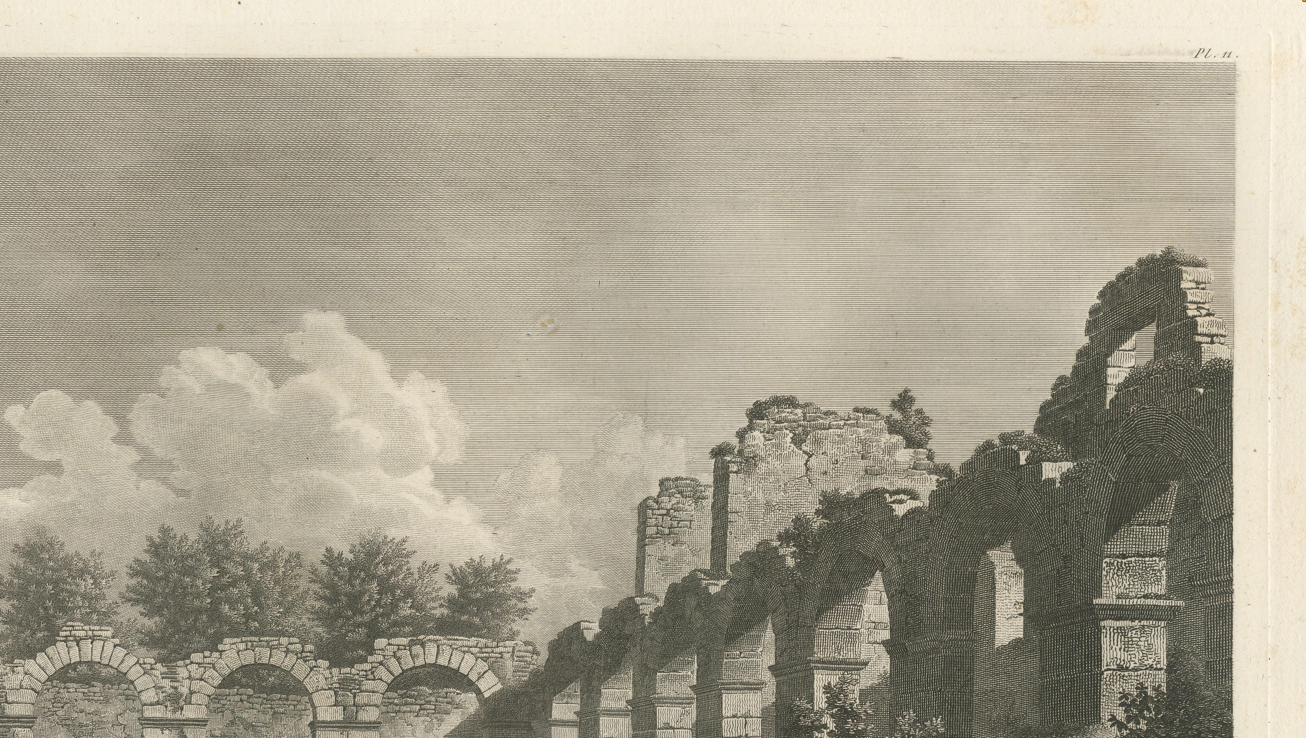 Vue des Ruines de la Vénerie – Architectural Ruins Copperplate Engraving, 1803