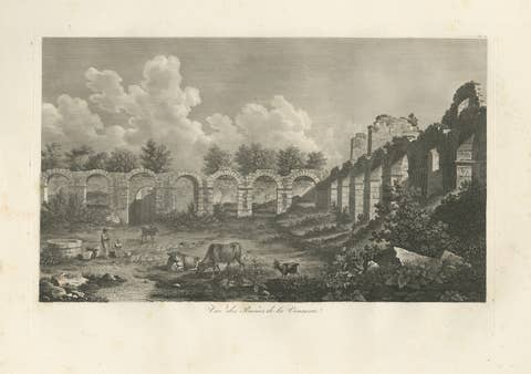 Vue des Ruines de la Vénerie – Architectural Ruins Copperplate Engraving, 1803