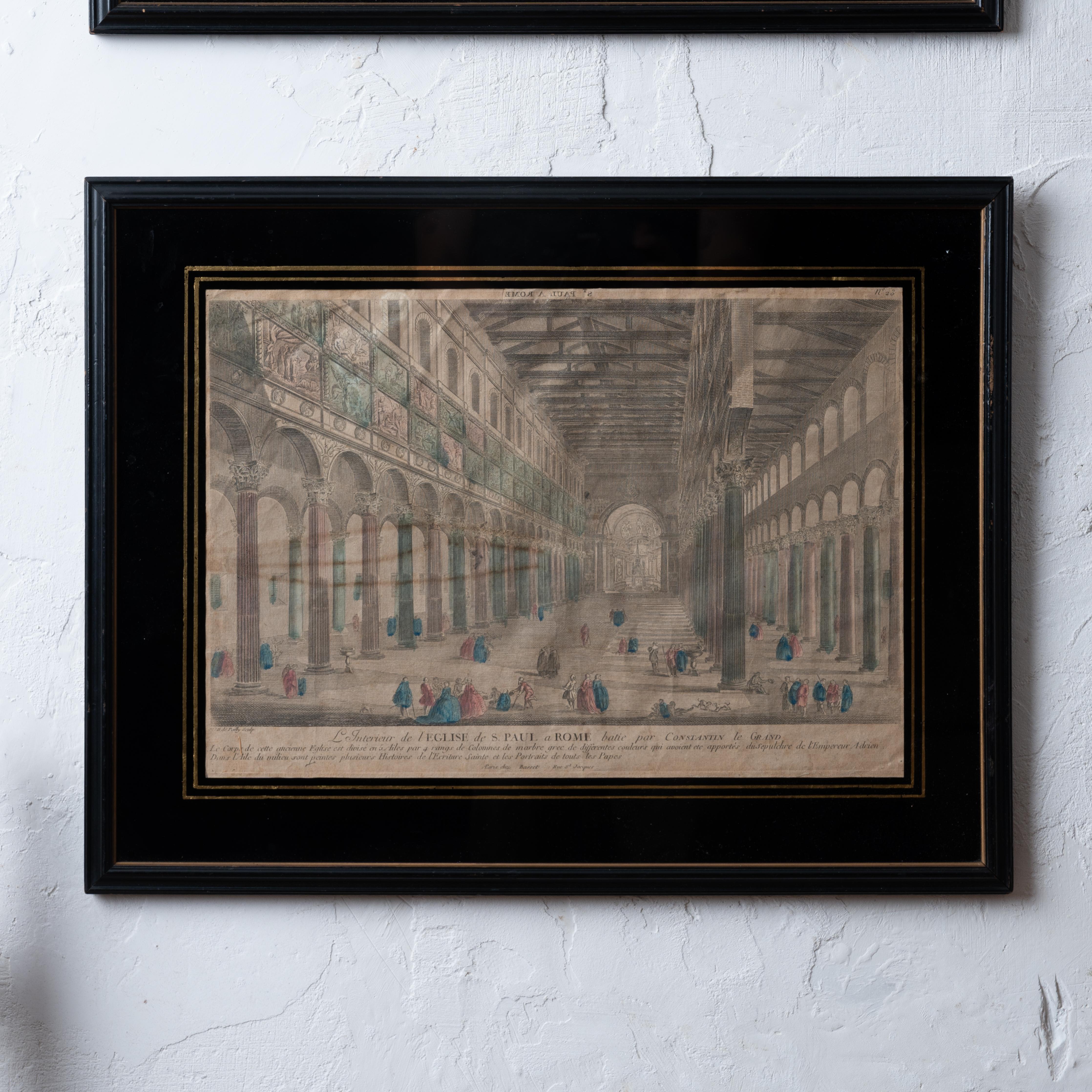 Vue d'Optique der Kavallerie des Königs und der Basilika Saint-Paul, 18. Jahrhundert (Glas) im Angebot