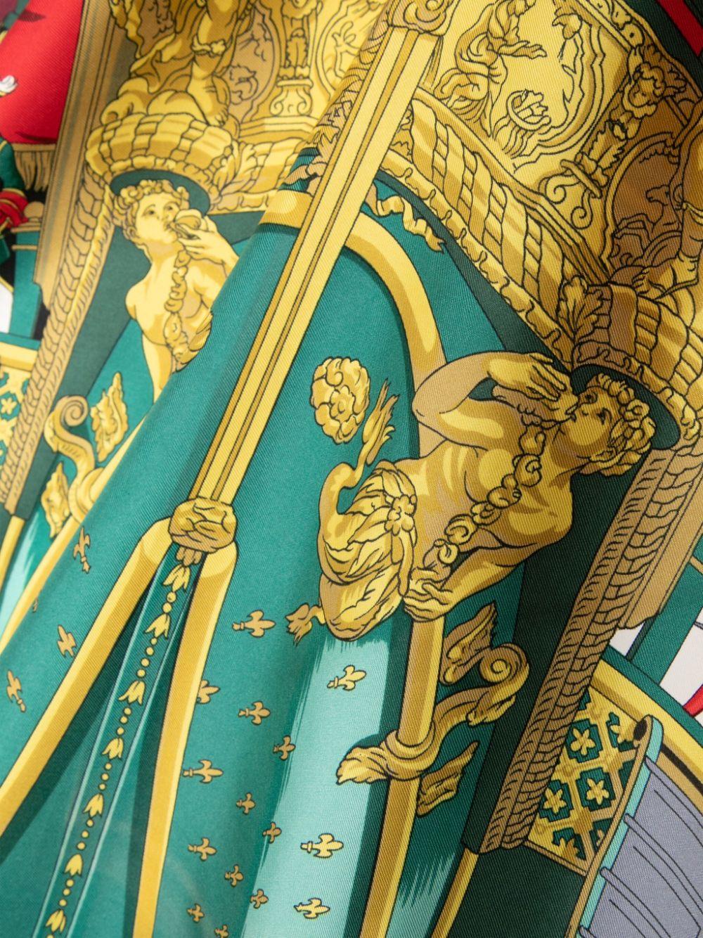 Arancia Foulard di seta Vue du Carosse de la Galère La Réale in vendita