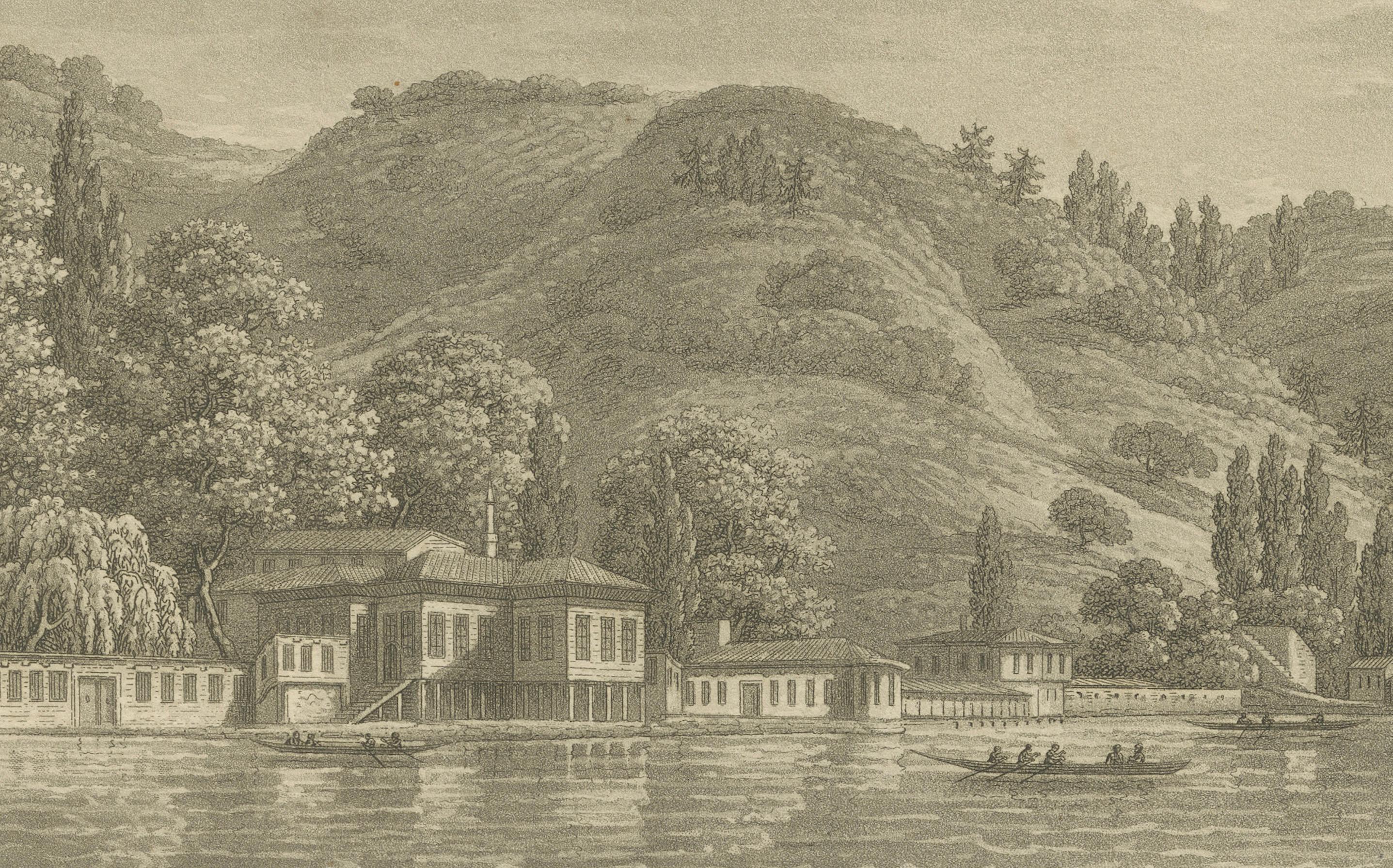 Engraved Vue du Kiosk des Conférences de Bebek: Picturesque View of Constantinople, 1817 For Sale