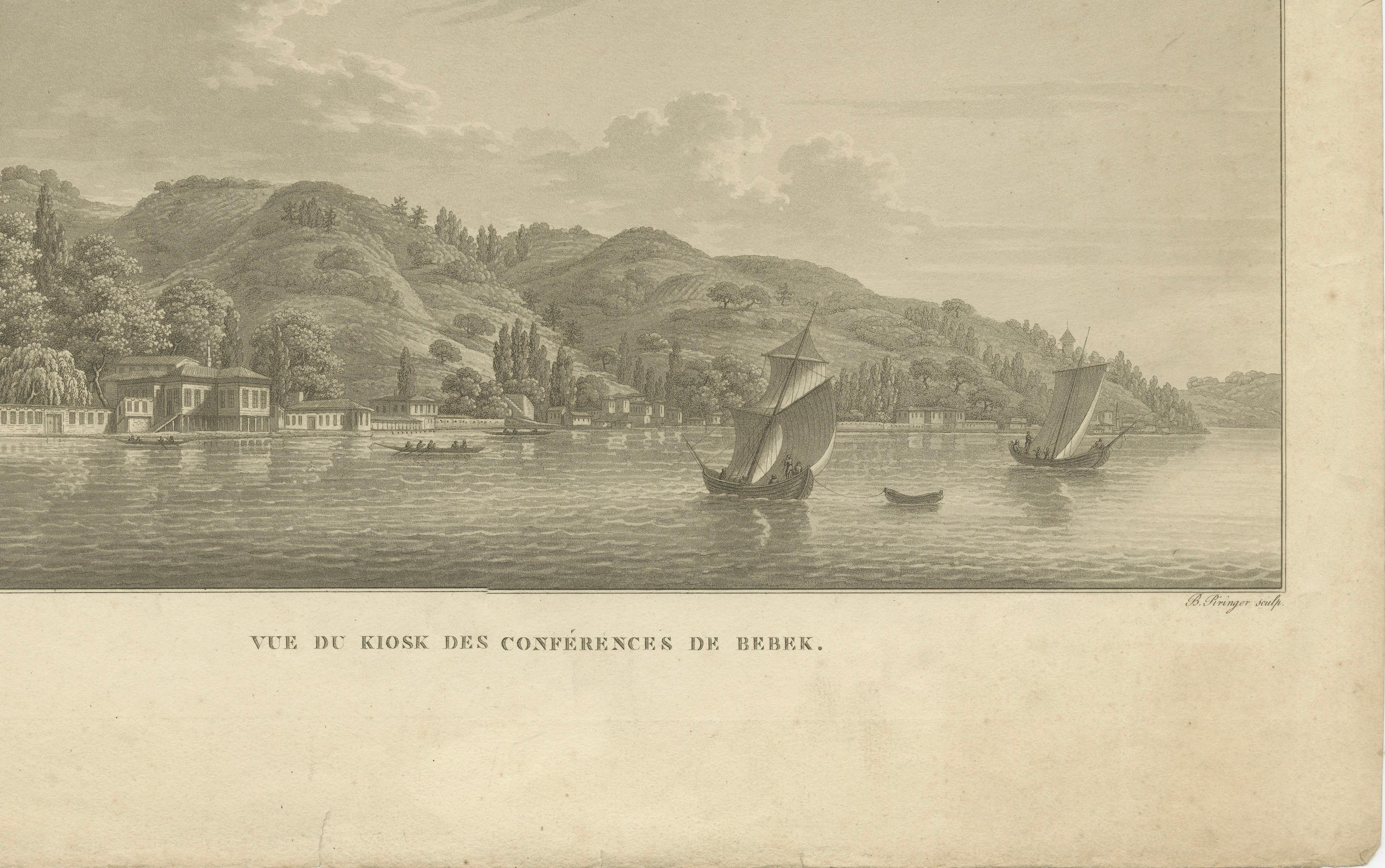 Vue du Kiosk des Conférences de Bebek: Picturesque View of Constantinople, 1817 In Fair Condition For Sale In Langweer, NL