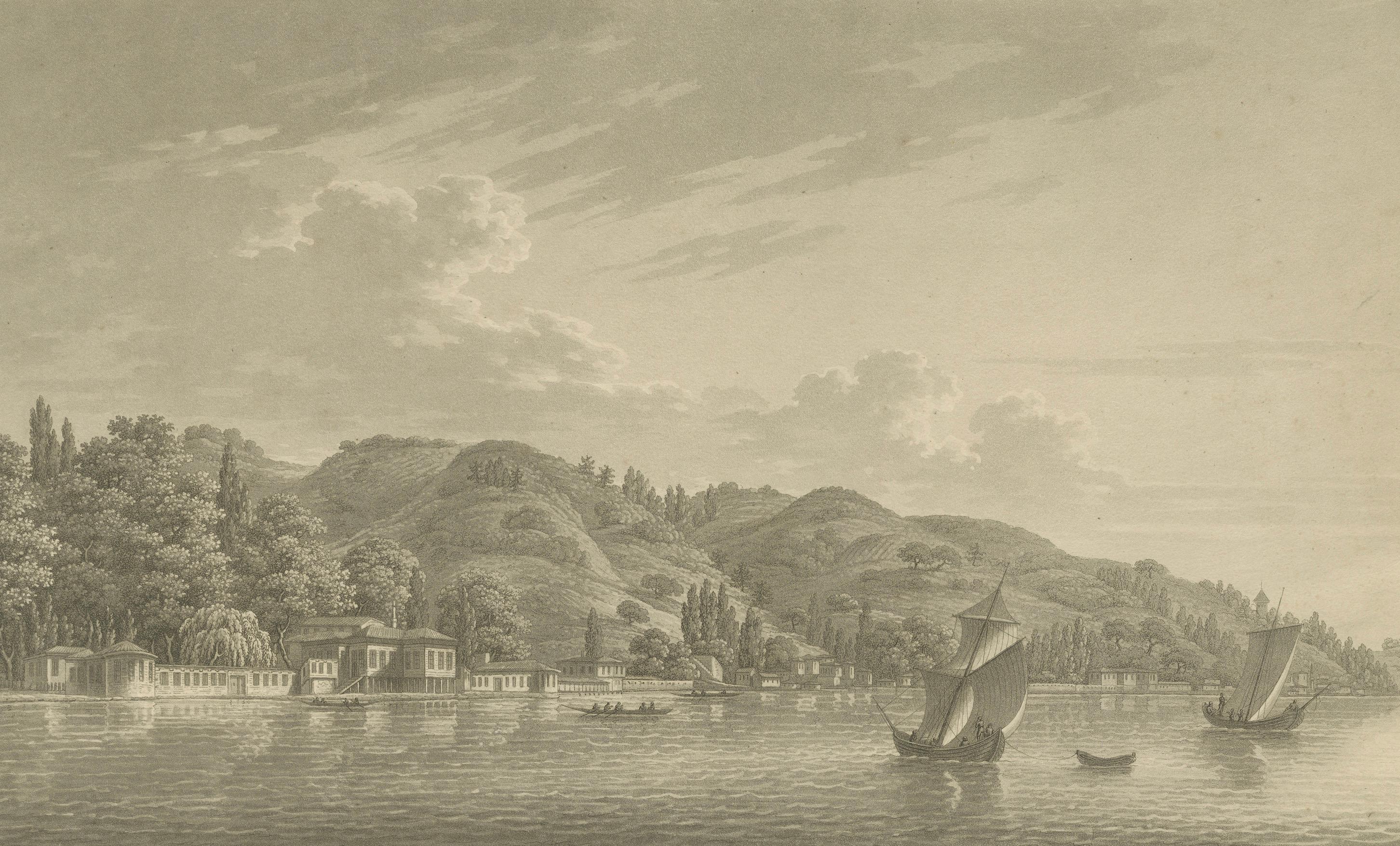 Paper Vue du Kiosk des Conférences de Bebek: Picturesque View of Constantinople, 1817 For Sale