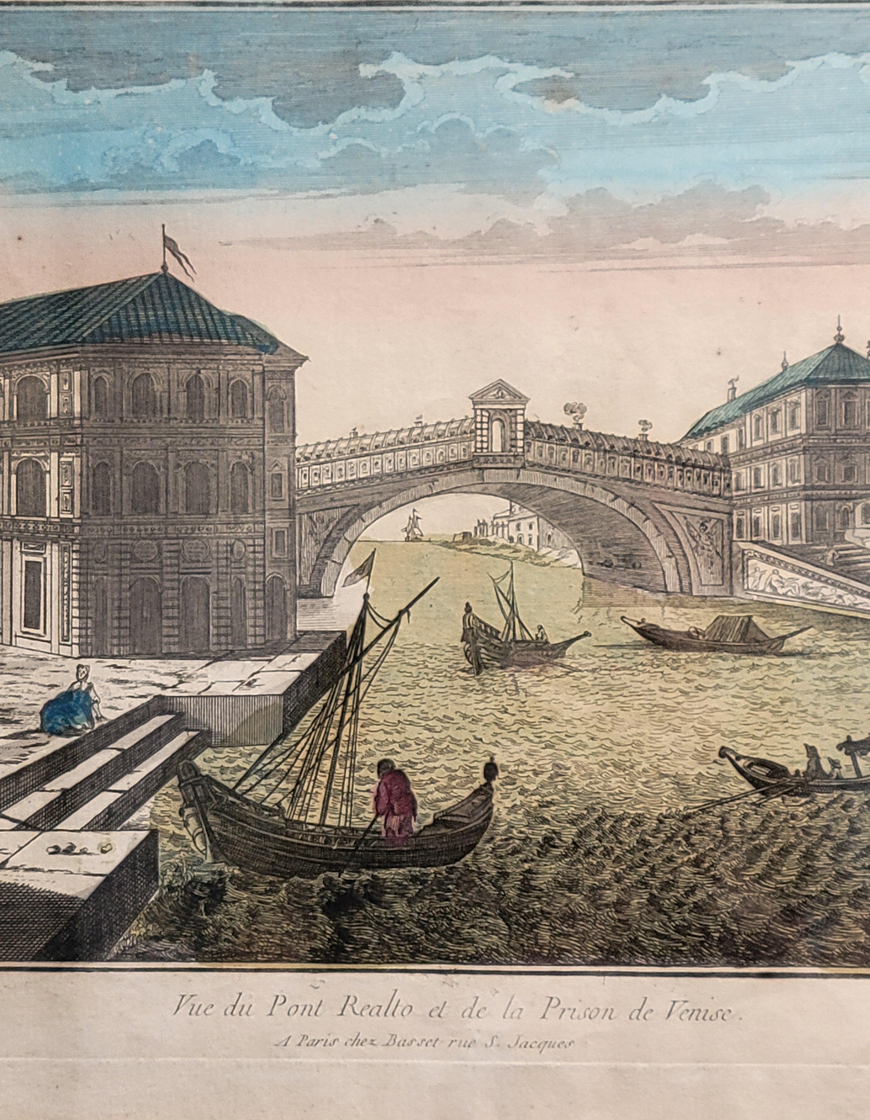 French Vue du Pont Realto et de la Prison de Venise -  Venice, Italy, 1760 For Sale