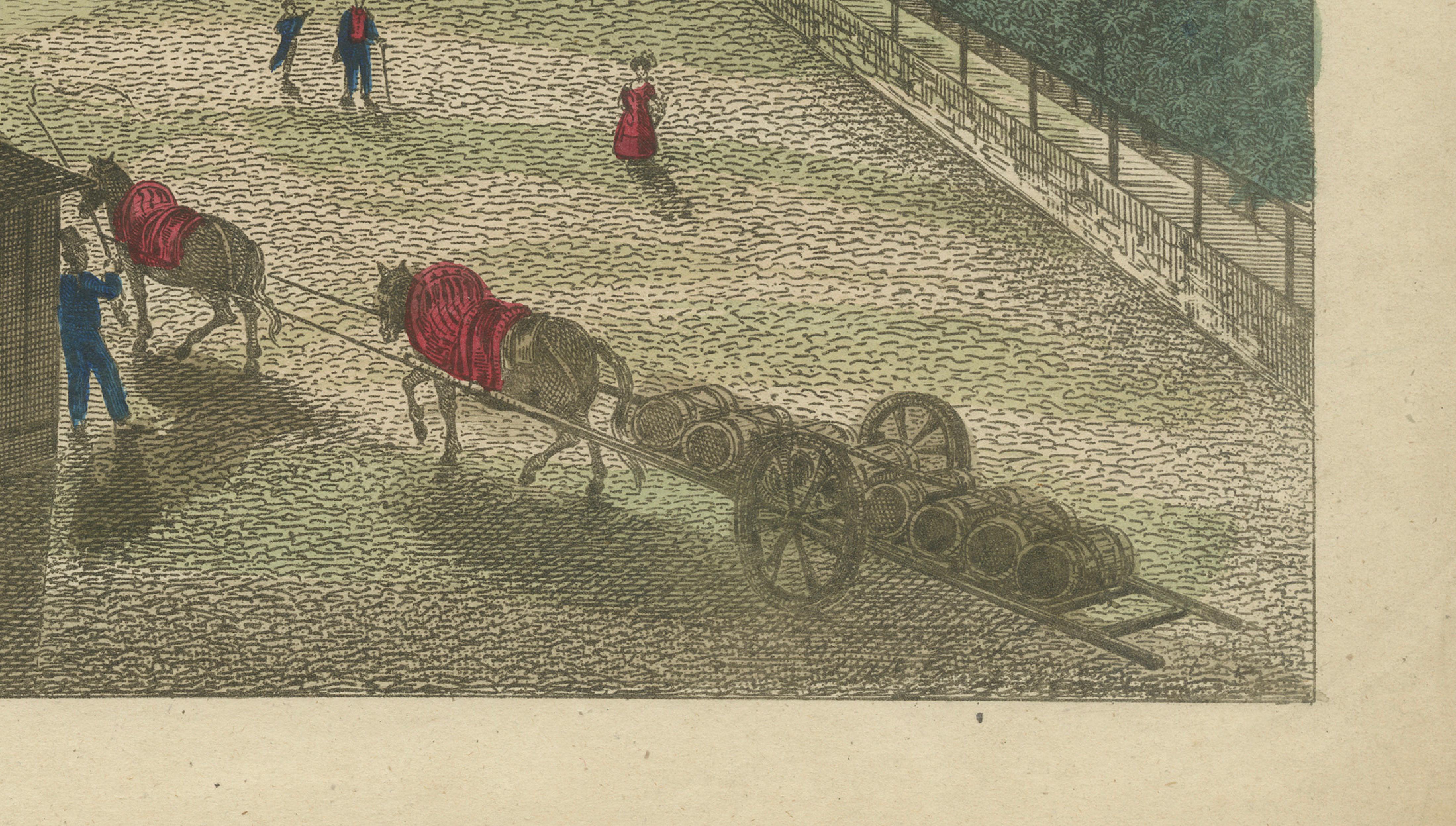 Vue du Port de Dieppe - handkolorierter optischer Druck, Paris, um 1790 (Französisch) im Angebot