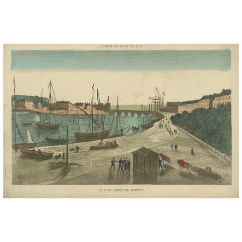 Vue du Port de Dieppe – Hand-Colored Optical Print, Paris, circa 1790