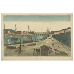 Antique Vue du Port de Dieppe – Hand-Colored Optical Print, Paris, circa 1790