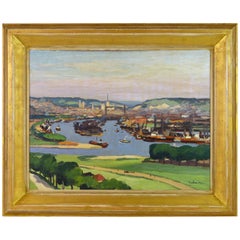 'Vue Plongeante sur le Port de Rouen' by Gaston Balande, Spain France, 1880-1971