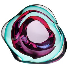 Vug in Emerald and Fuchsia, a Unique Glass Sculpture by Samantha Donaldson