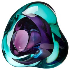 Vug in Emerald and Purple, a Unique Glass Sculpture by Samantha Donaldson