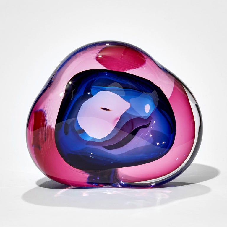 Vug in Fuchsia and Blue, a Unique Glass Geode Sculpture by Samantha ...