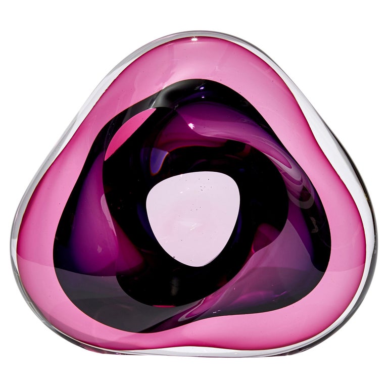 Vug in Fuchsia and Purple, a Unique Glass Geode Sculpture by Samantha Donaldson For Sale