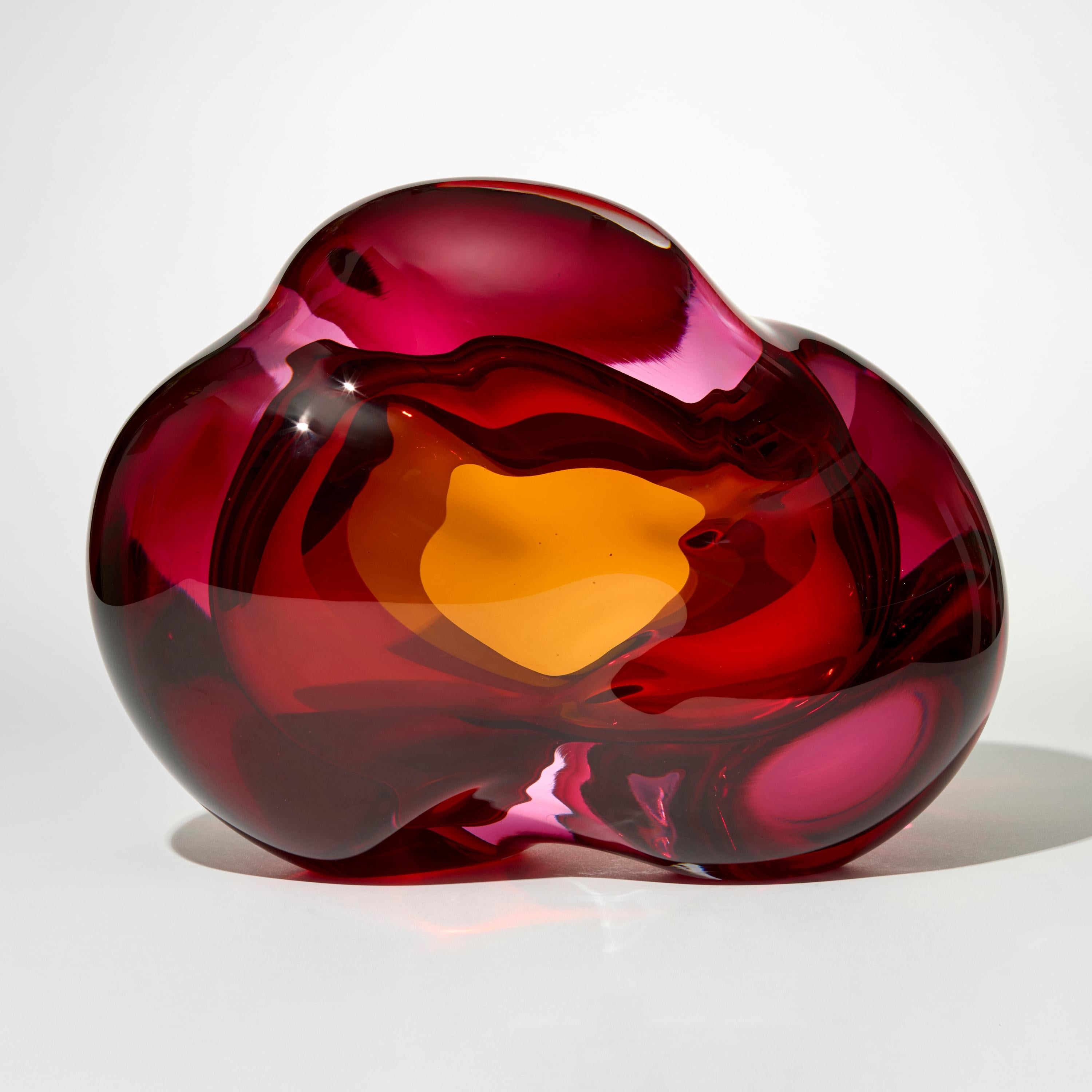 Organico moderno Vug in Fuchsia & Gold III, opera d'arte in geode di vetro soffiato a mano di Samantha Donaldson in vendita