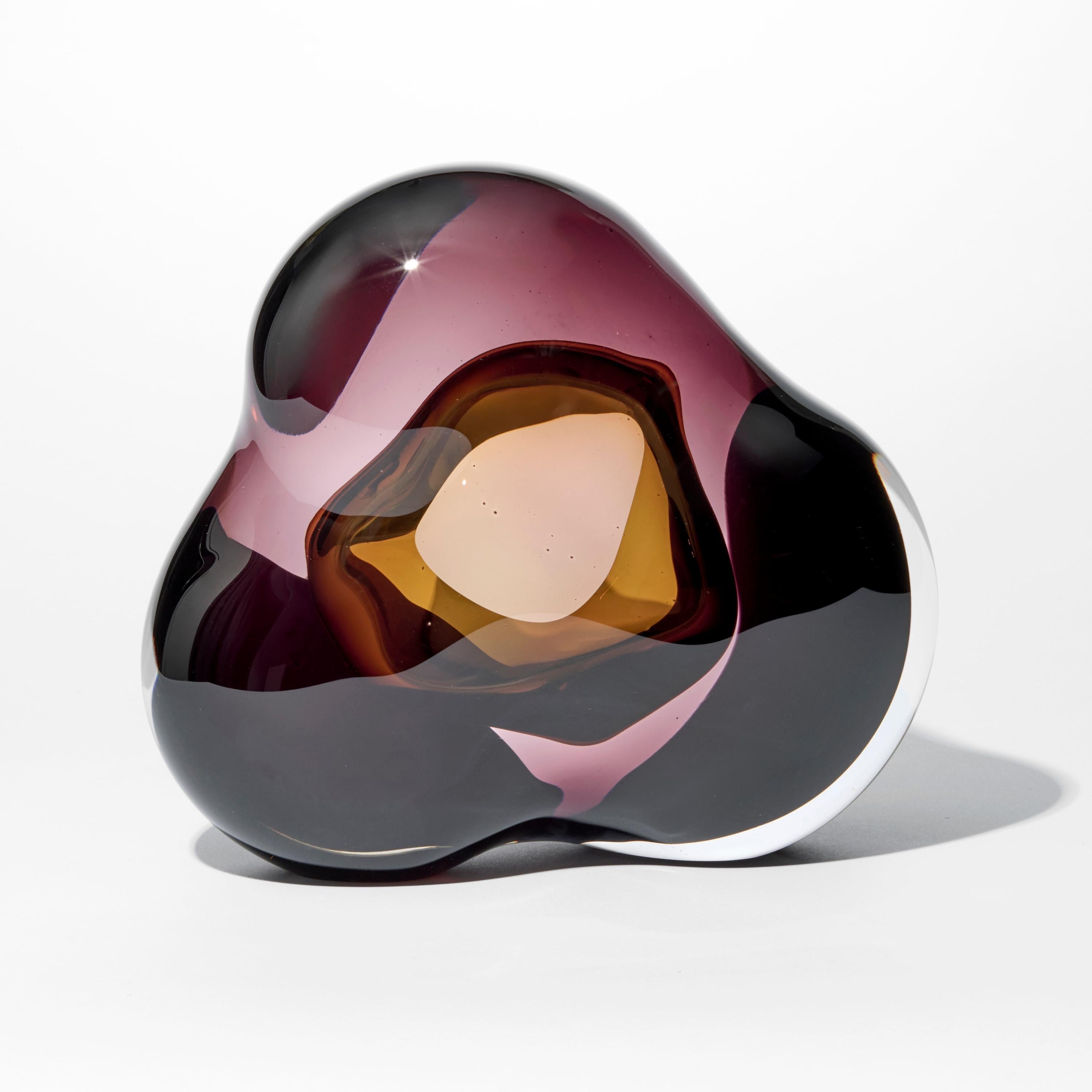 Organico moderno Vug in Gold Topaz & Rauch Topaz, una scultura in vetro geode di Samantha Donaldson in vendita
