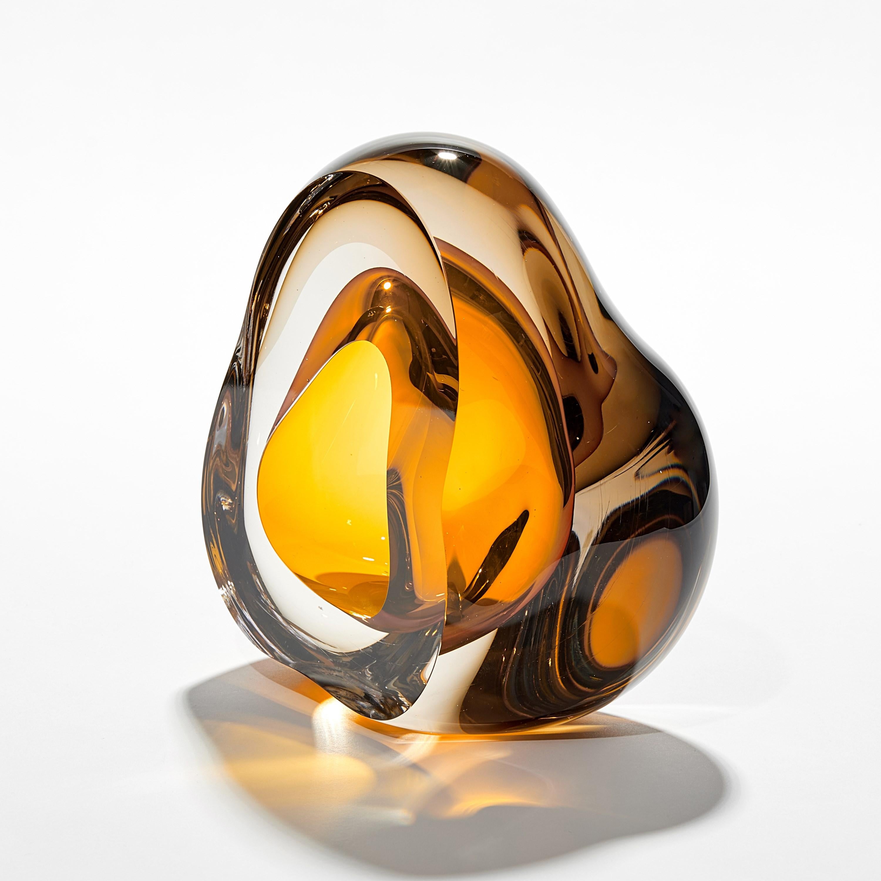 Organic Modern Vug in Olivin & Gold Topas, Glass Geode Inspired Sculpture by Samantha Donaldson For Sale