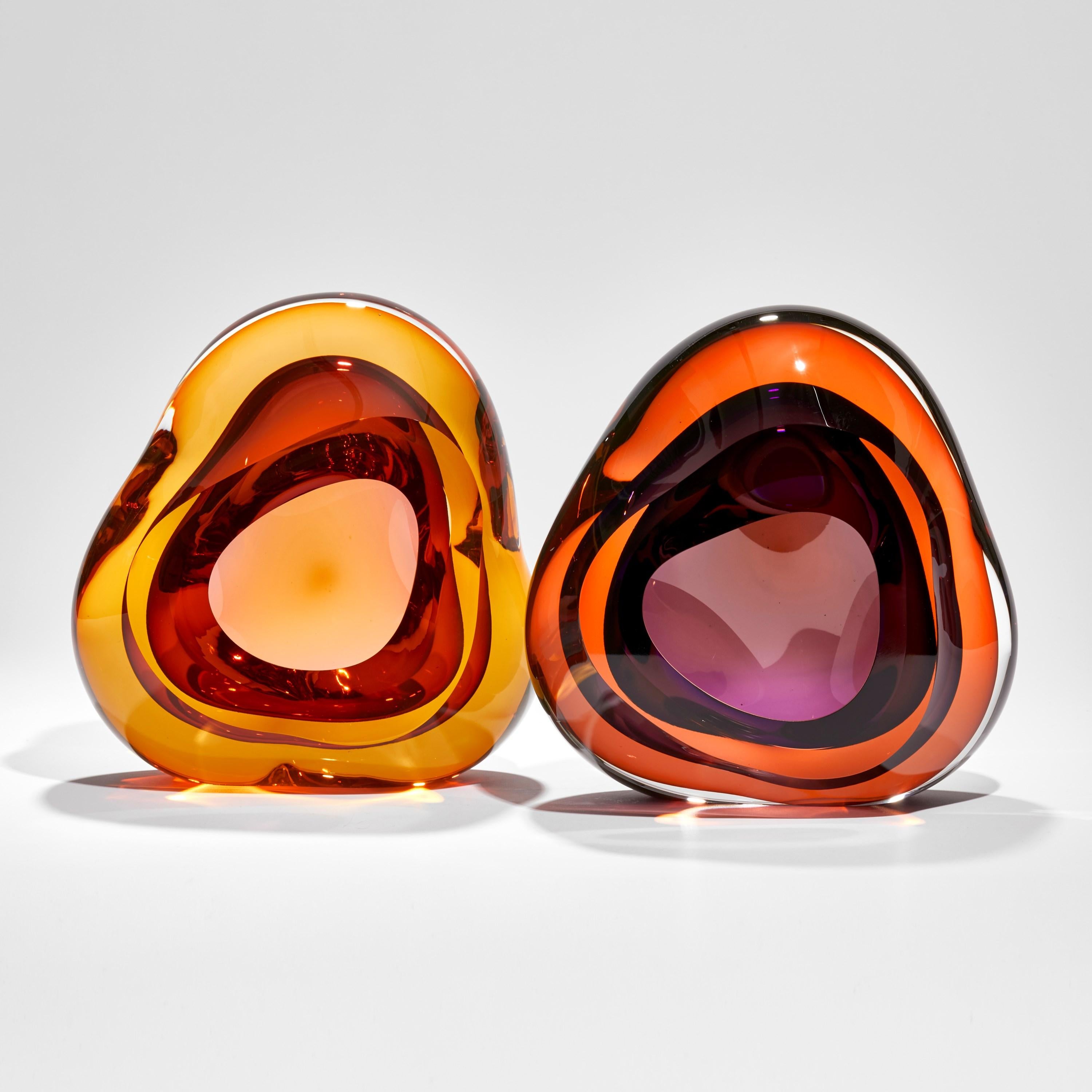 Organic Modern Vug in Orange and Purple, Amorphic Glass Geode Sculpture by Samantha Donaldson