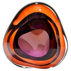 Vug in Orange and Purple, Amorphic Glass Geode Sculpture by Samantha Donaldson