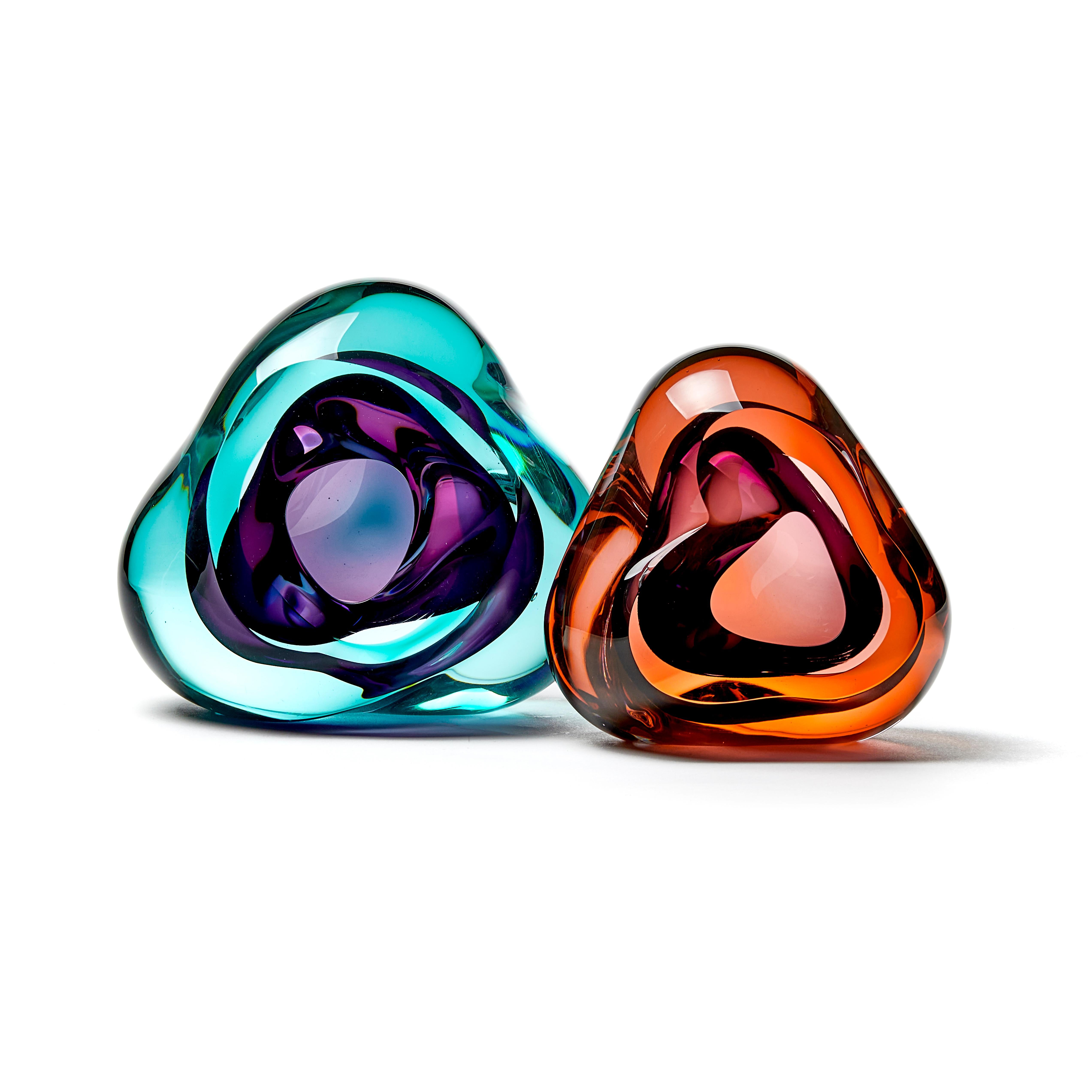 Contemporary Vug in Soft Orange and Purple, a Unique Glass Sculpture by Samantha Donaldson