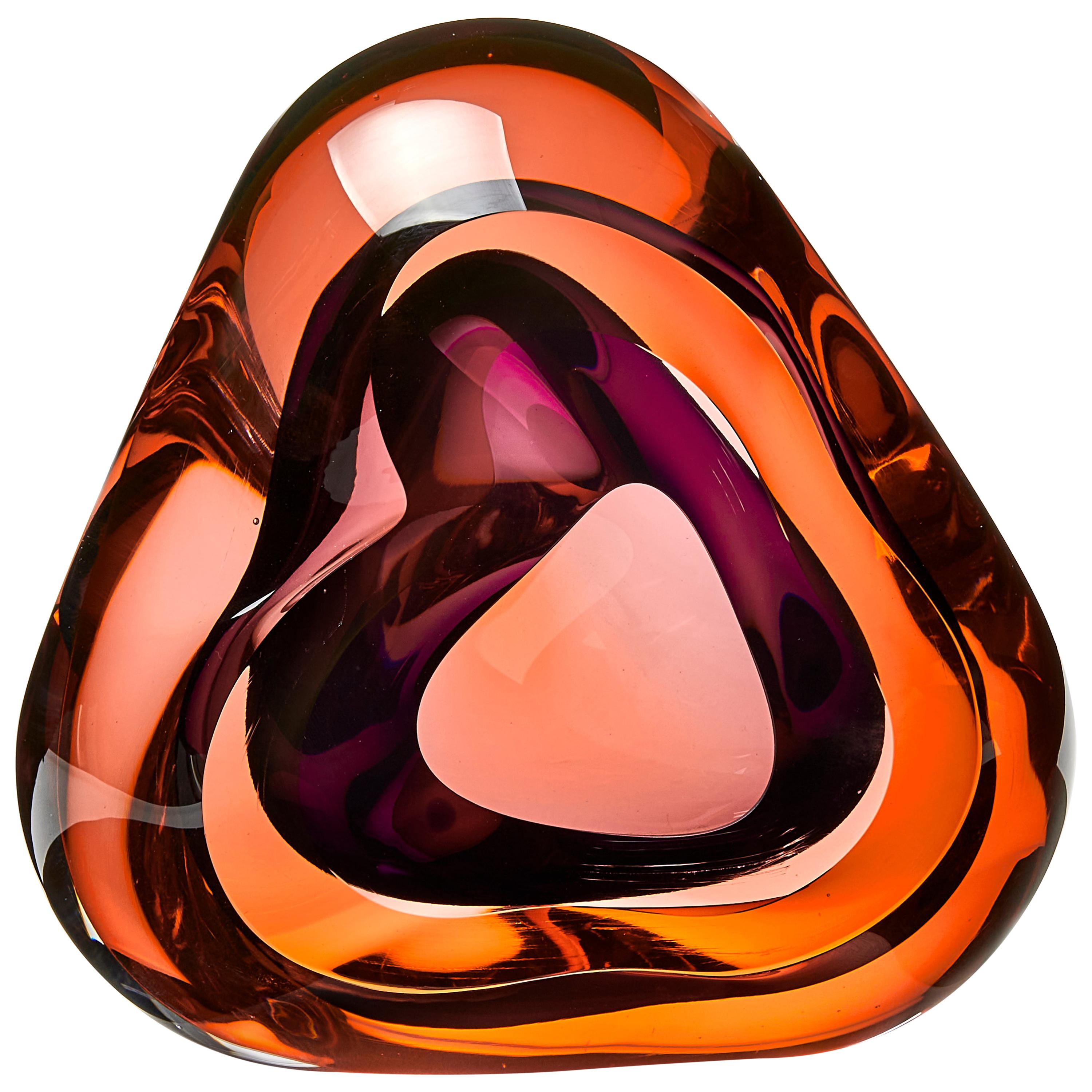 Vug in Soft Orange and Purple, a Unique Glass Sculpture by Samantha Donaldson