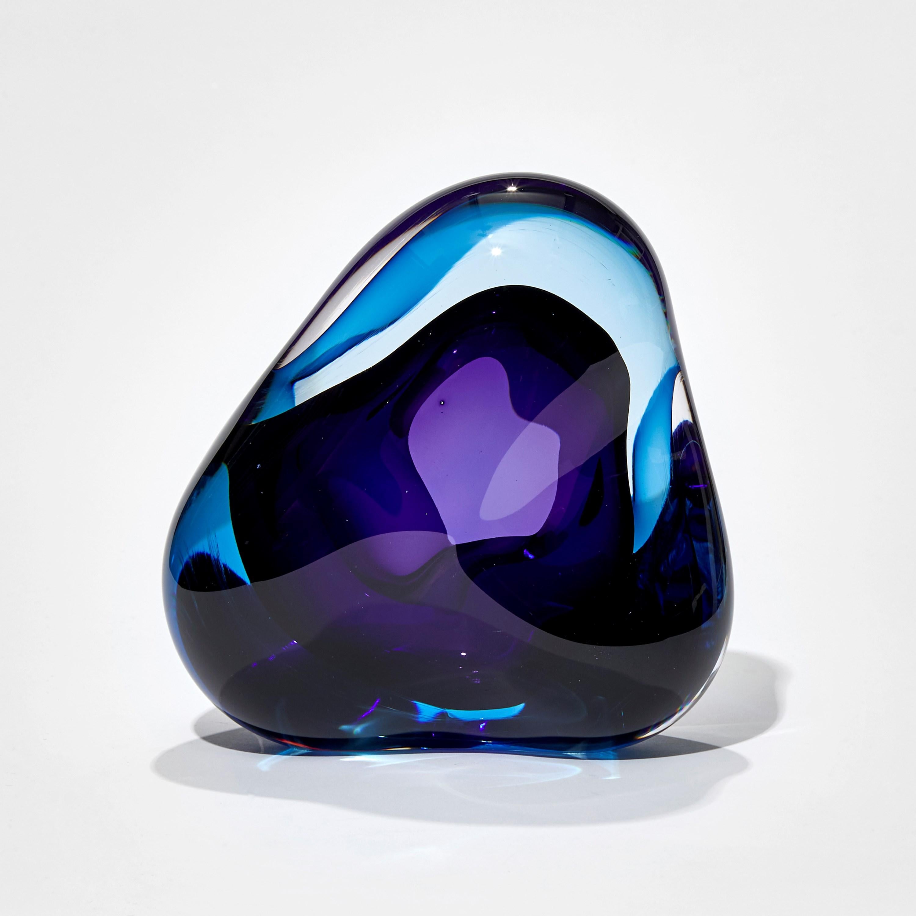 Organic Modern Vug in Turquoise and Purple, Glass Geode Sculpture by Samantha Donaldson For Sale