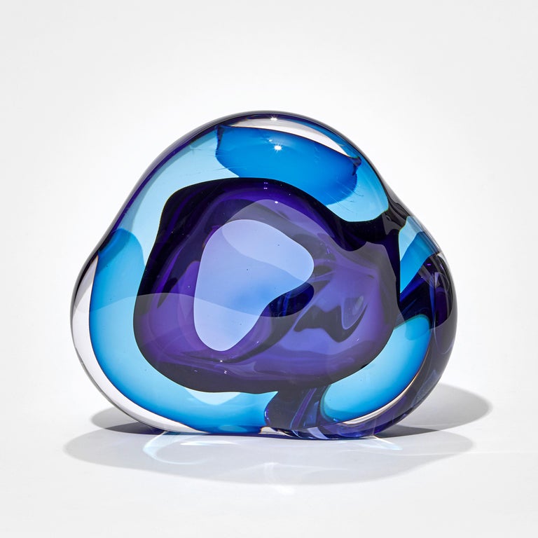 Organic Modern Vug in Turquoise and Purple II, Glass Geode Sculpture by Samantha Donaldson For Sale